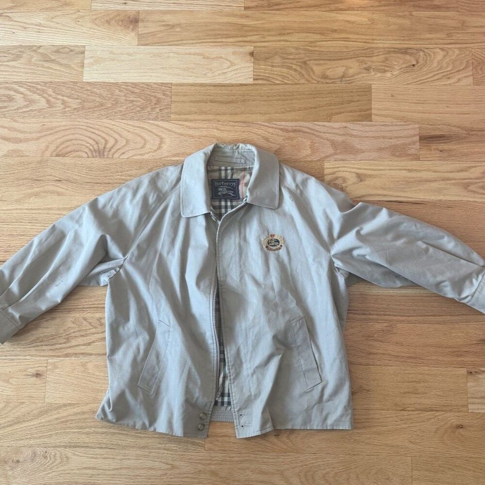 Vintage Burberrys Nova Check Lined Harrington Golf Jacket with Chest Crest - S/M